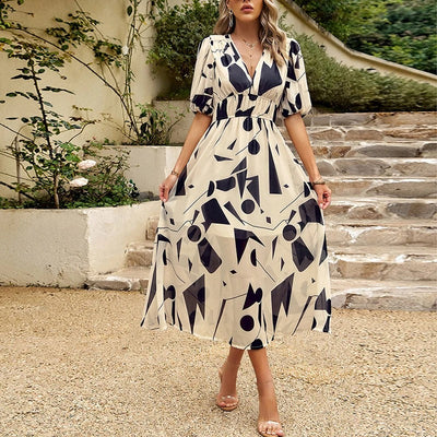 Shara - Midi Jurk Chic Geometrisch