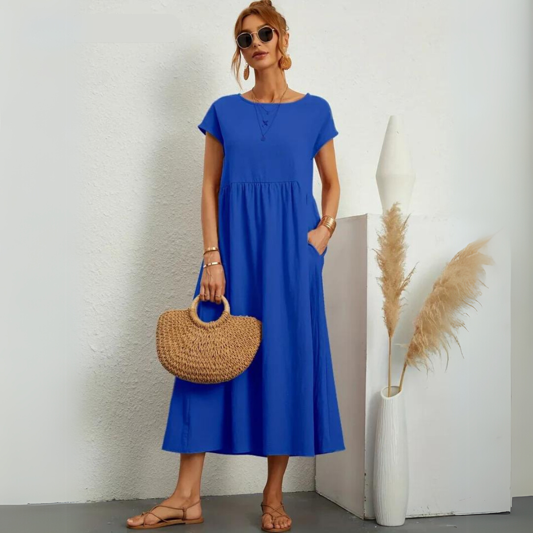 Isla - 100% Puur Katoenen Casual Midi-Jurk