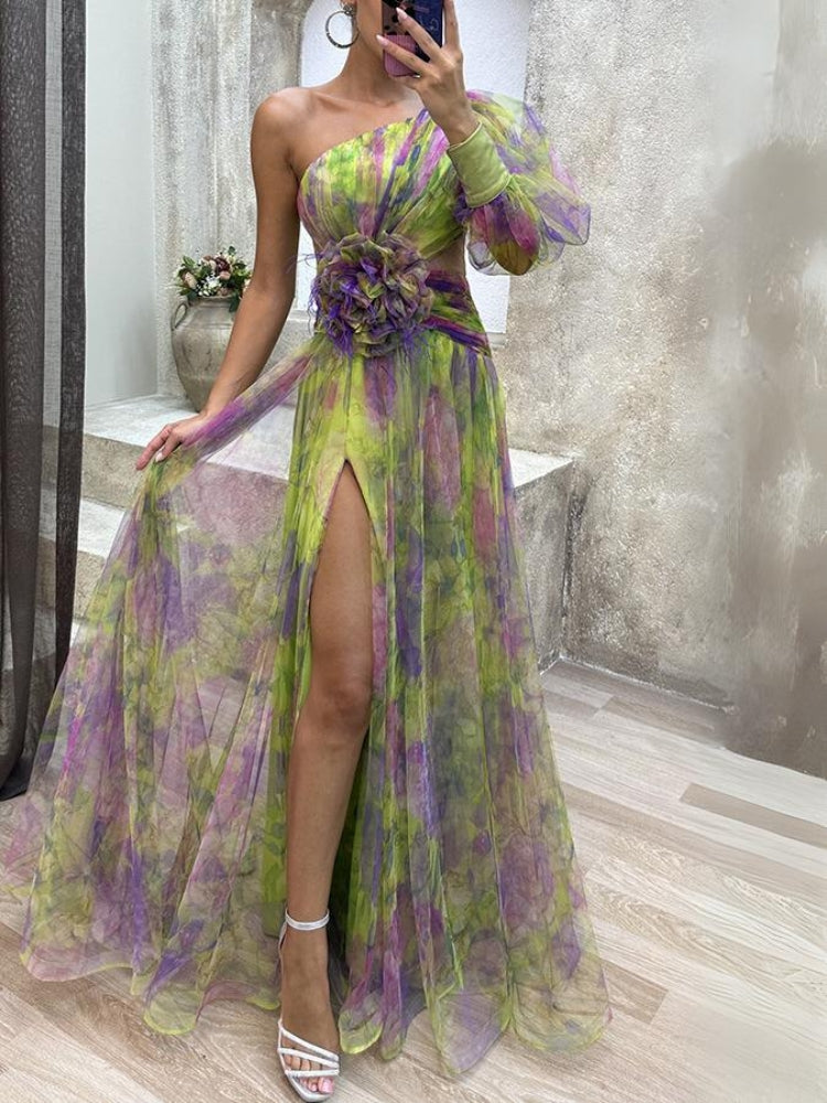 Kayla - Asymmetrische Bloemenjurk