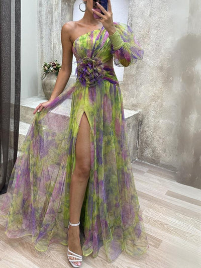 Kayla - Asymmetrische Bloemenjurk