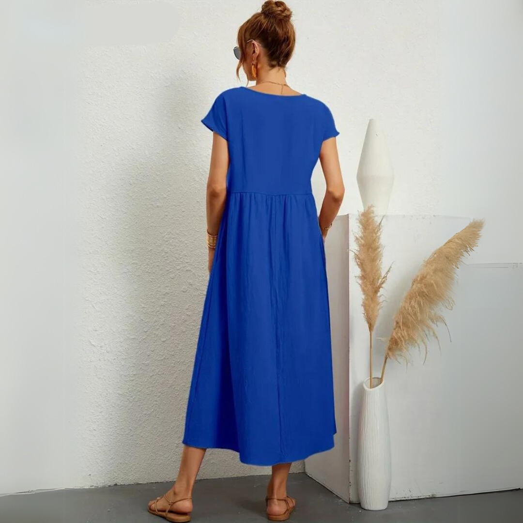 Isla - 100% Puur Katoenen Casual Midi-Jurk