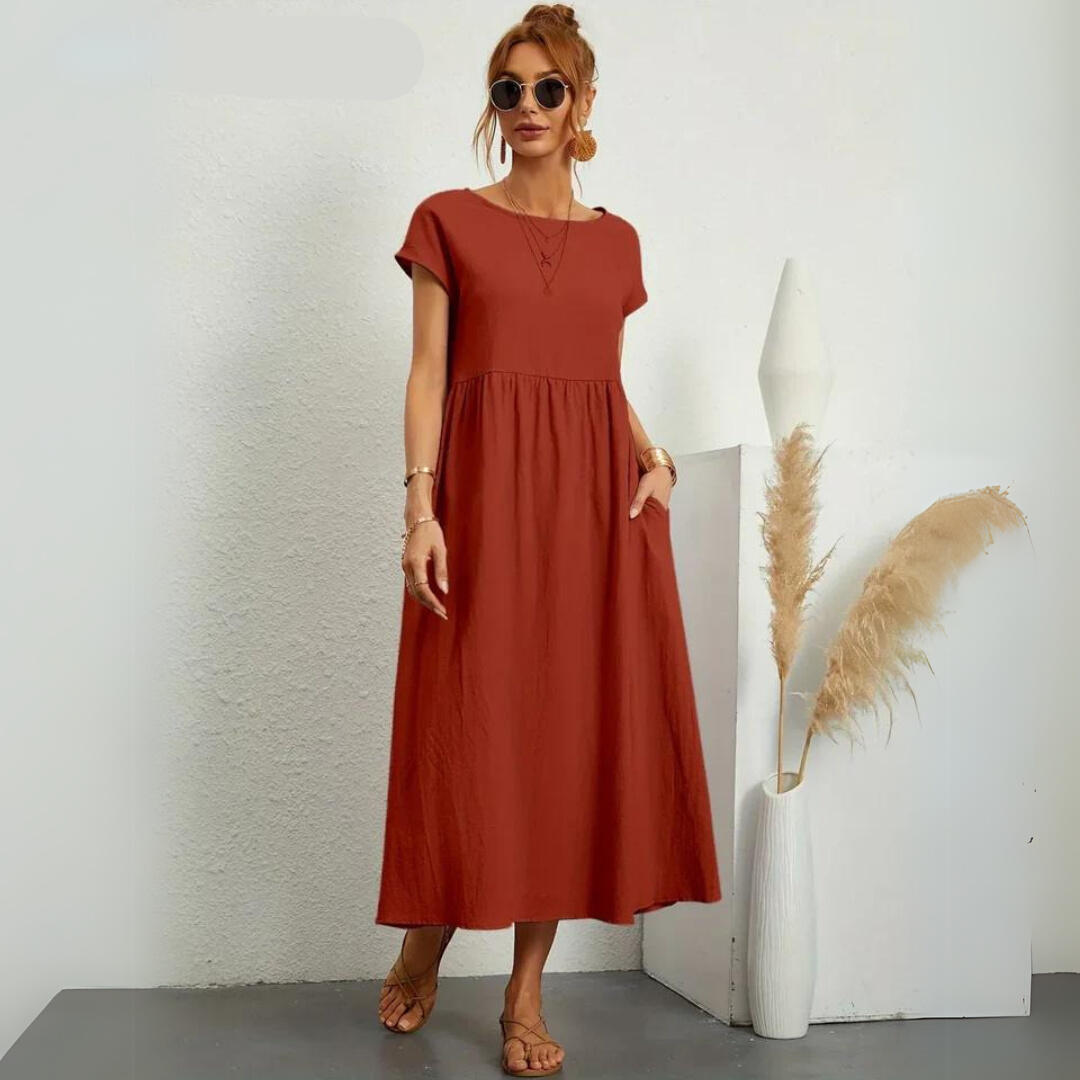 Isla - 100% Puur Katoenen Casual Midi-Jurk