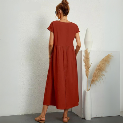 Isla - 100% Puur Katoenen Casual Midi-Jurk