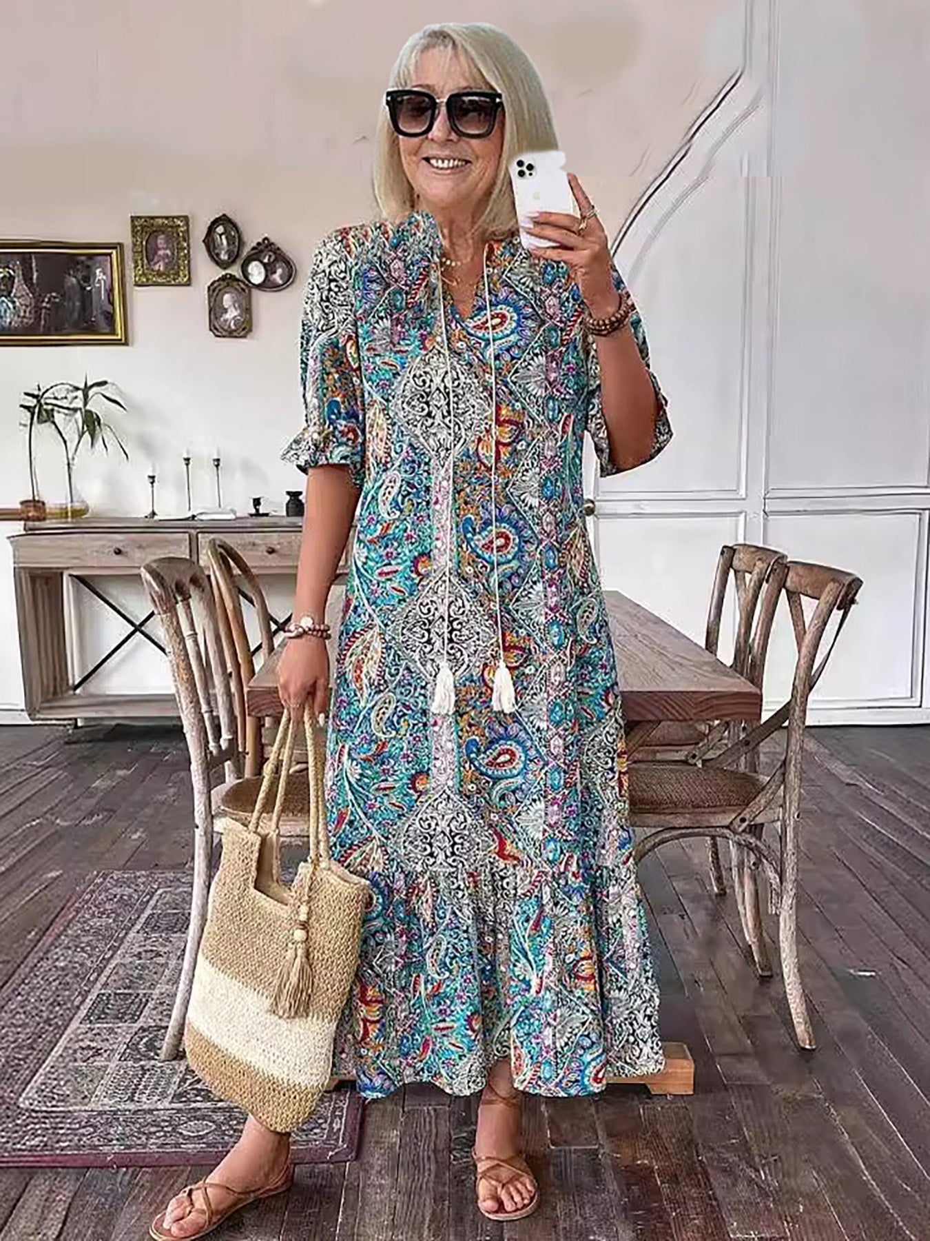 Gene - Luchtige Boho Midi Jurk