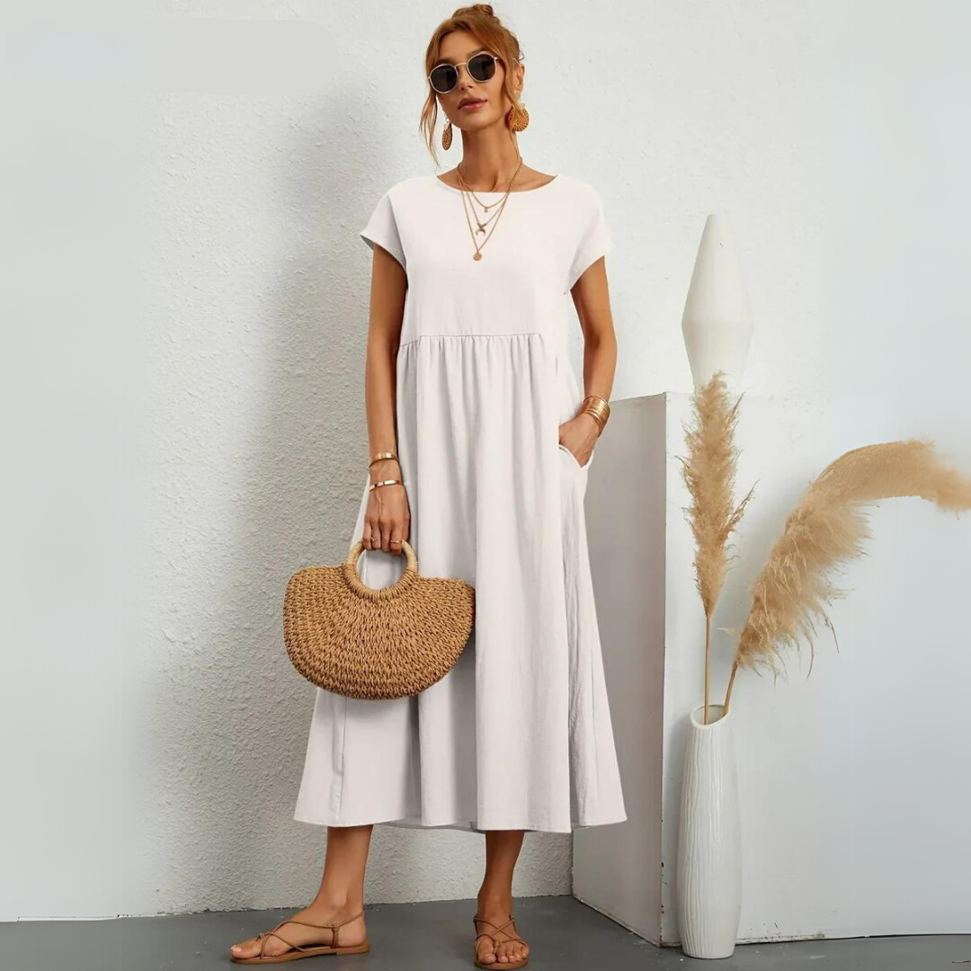 Isla - 100% Puur Katoenen Casual Midi-Jurk
