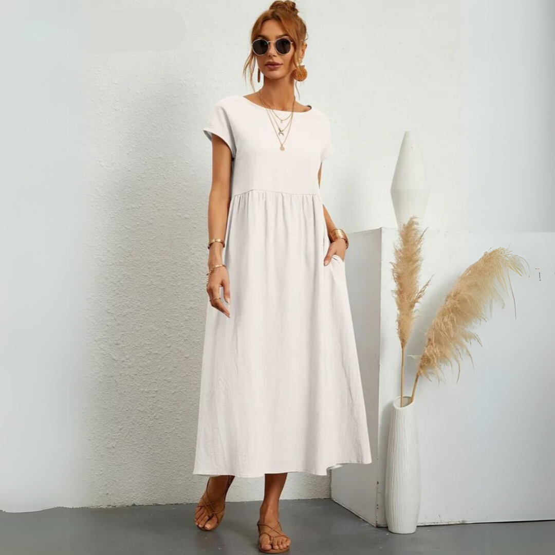 Isla - 100% Puur Katoenen Casual Midi-Jurk