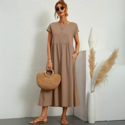 Isla - 100% Puur Katoenen Casual Midi-Jurk