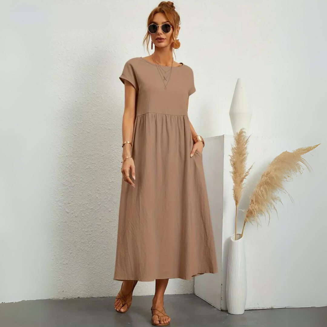 Isla - 100% Puur Katoenen Casual Midi-Jurk