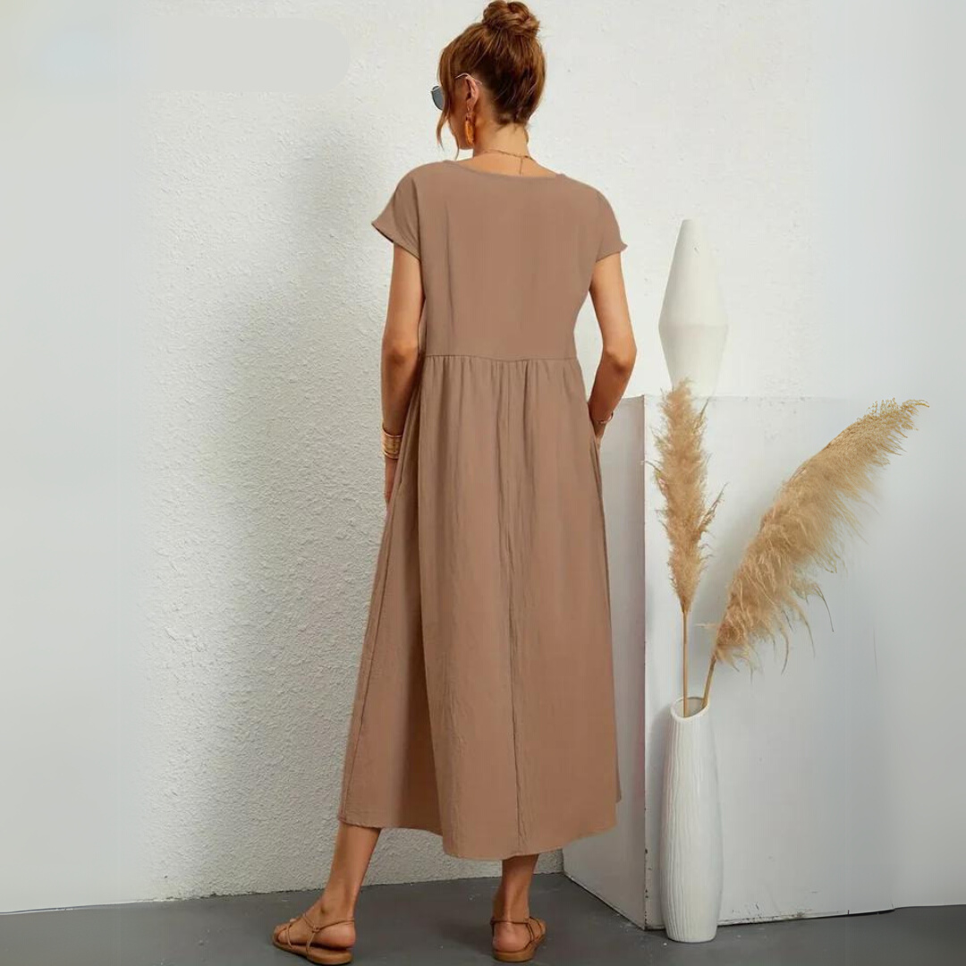 Isla - 100% Puur Katoenen Casual Midi-Jurk