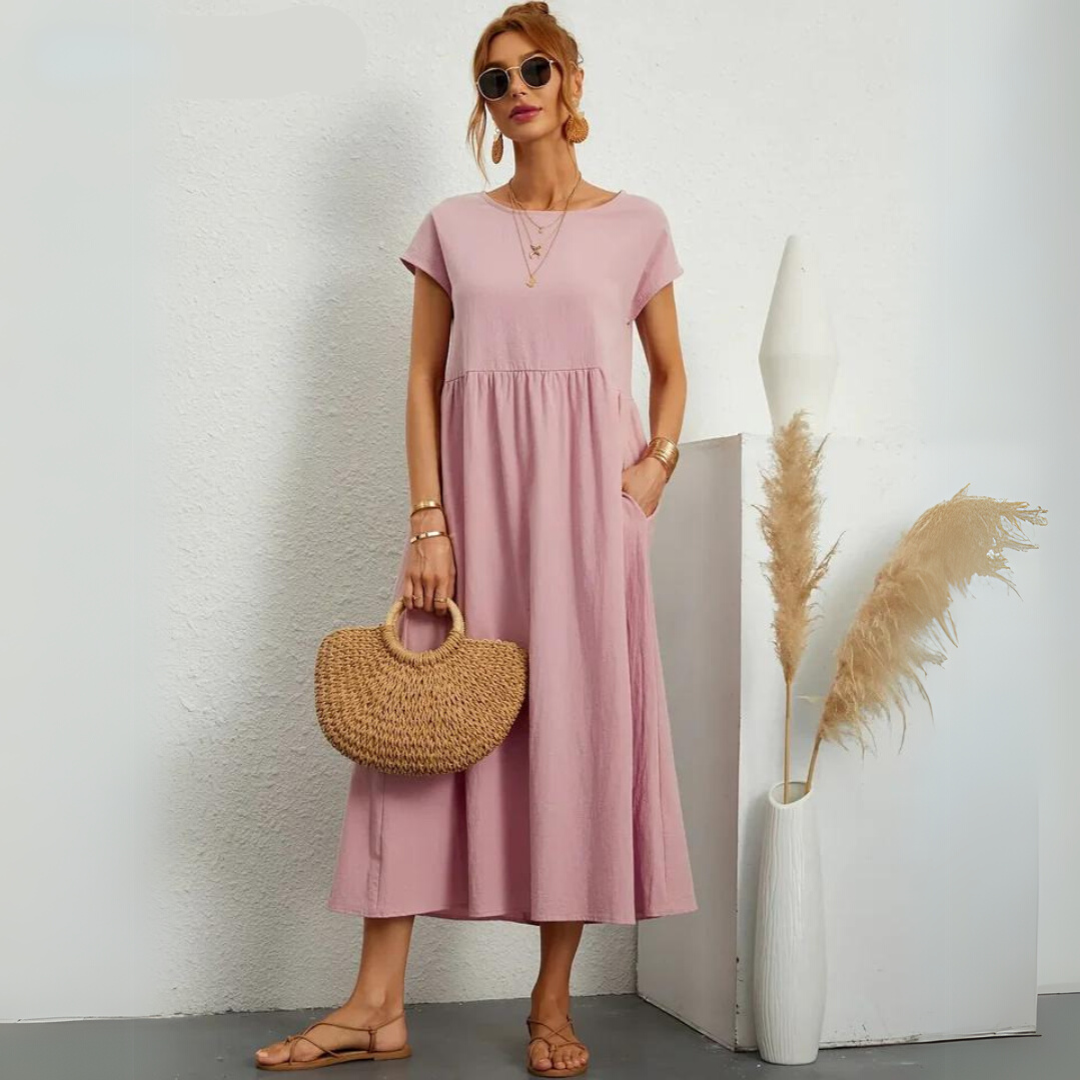 Isla - 100% Puur Katoenen Casual Midi-Jurk