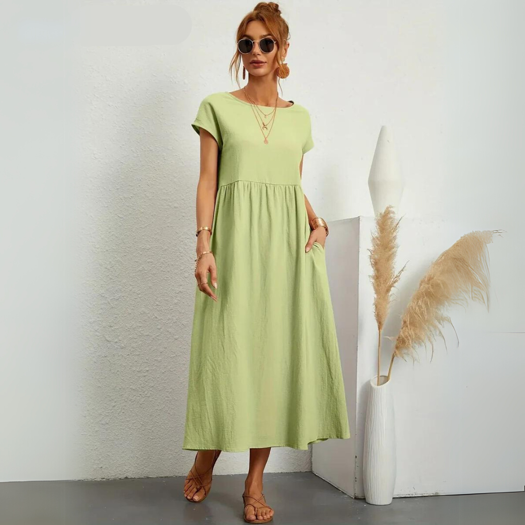 Isla - 100% Puur Katoenen Casual Midi-Jurk