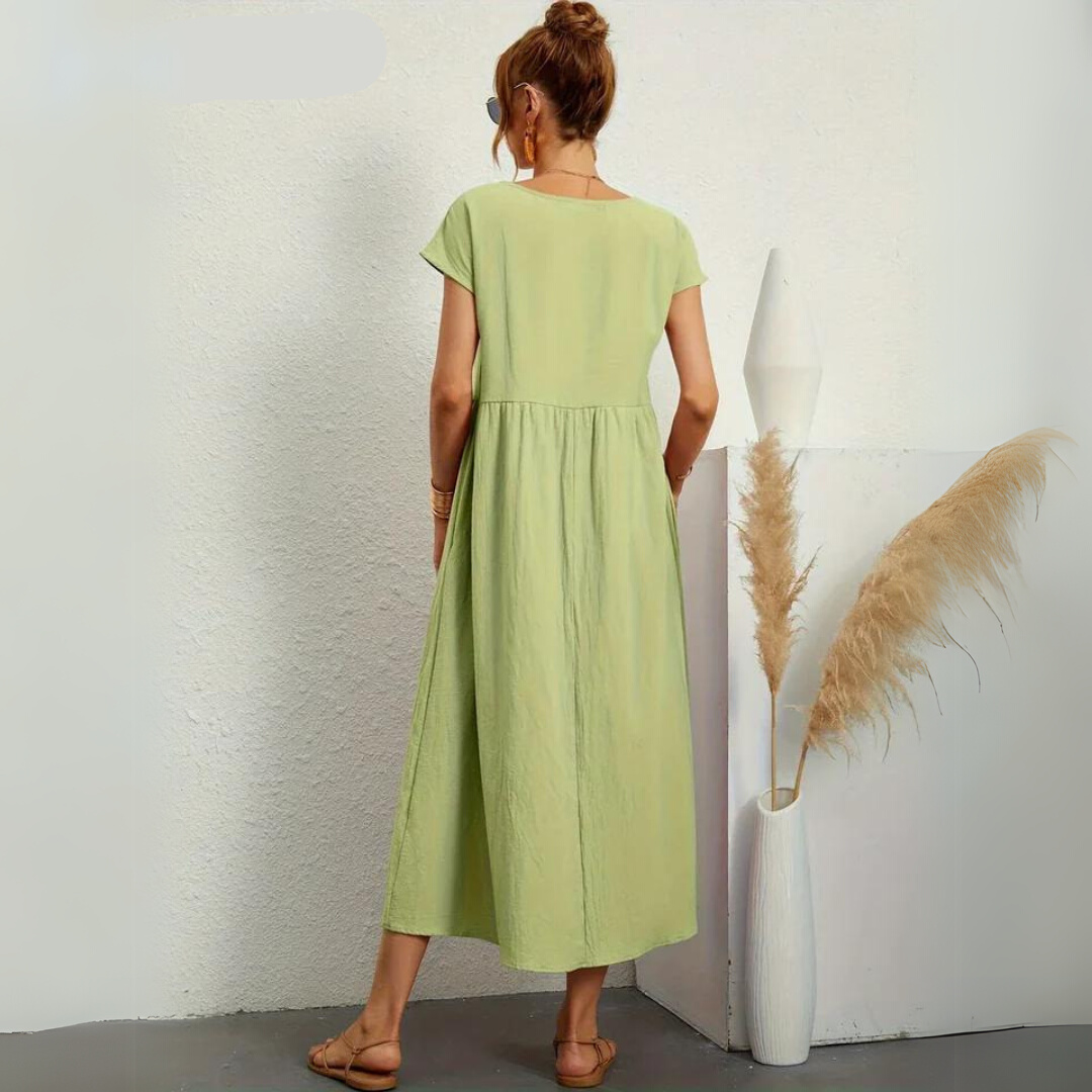 Isla - 100% Puur Katoenen Casual Midi-Jurk
