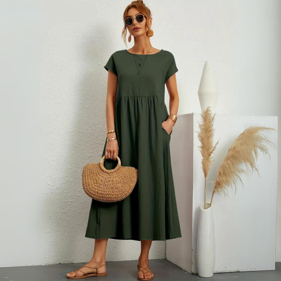Isla - 100% Puur Katoenen Casual Midi-Jurk