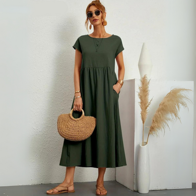 Isla - 100% Puur Katoenen Casual Midi-Jurk