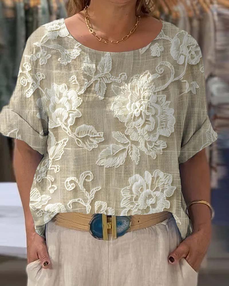 Maelin - Vintage Bloemen T-Shirt