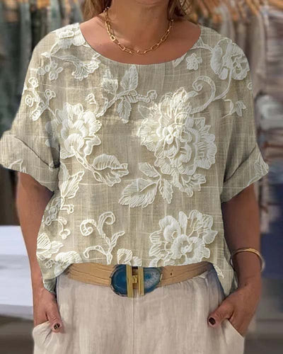 Maelin - Vintage Bloemen T-Shirt