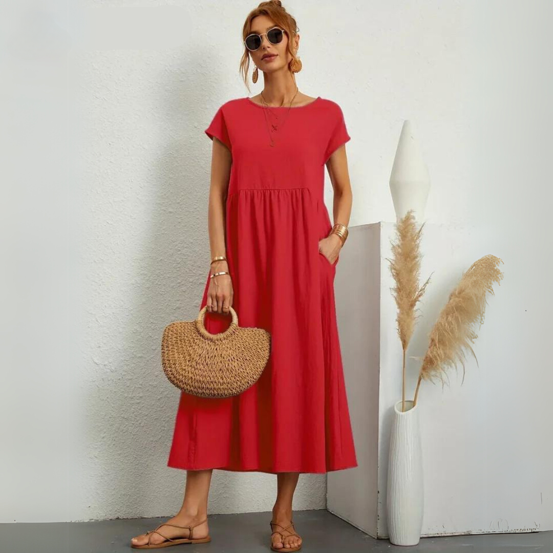 Isla - 100% Puur Katoenen Casual Midi-Jurk