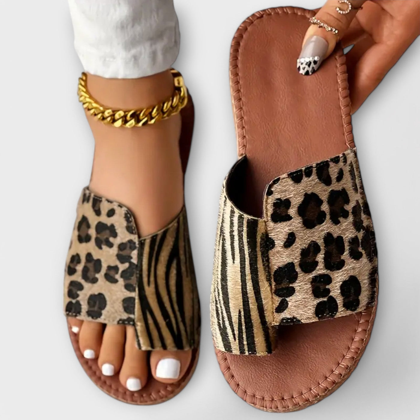 Lyan - Bicolor Luipaard Slippers