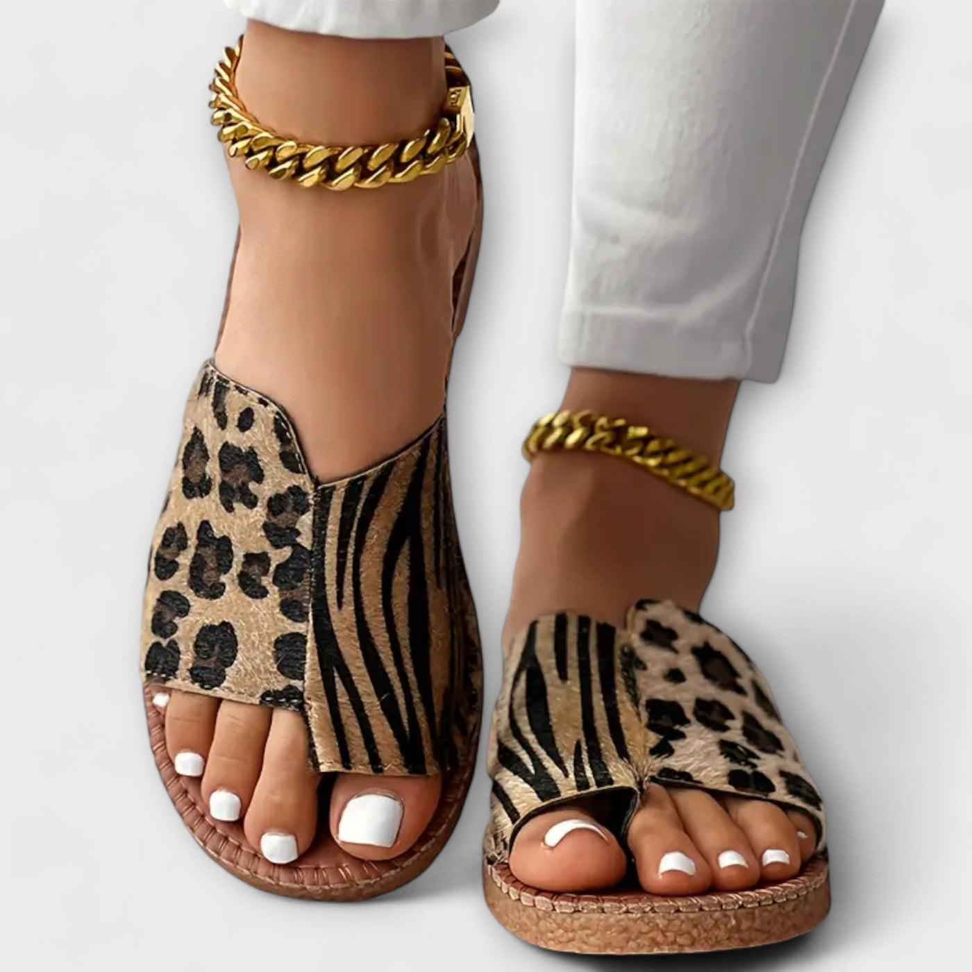 Lyan - Bicolor Luipaard Slippers