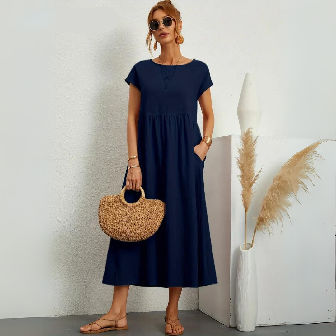 Isla - 100% Puur Katoenen Casual Midi-Jurk