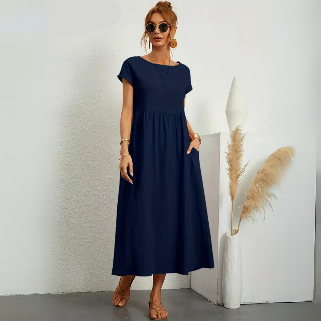 Isla - 100% Puur Katoenen Casual Midi-Jurk