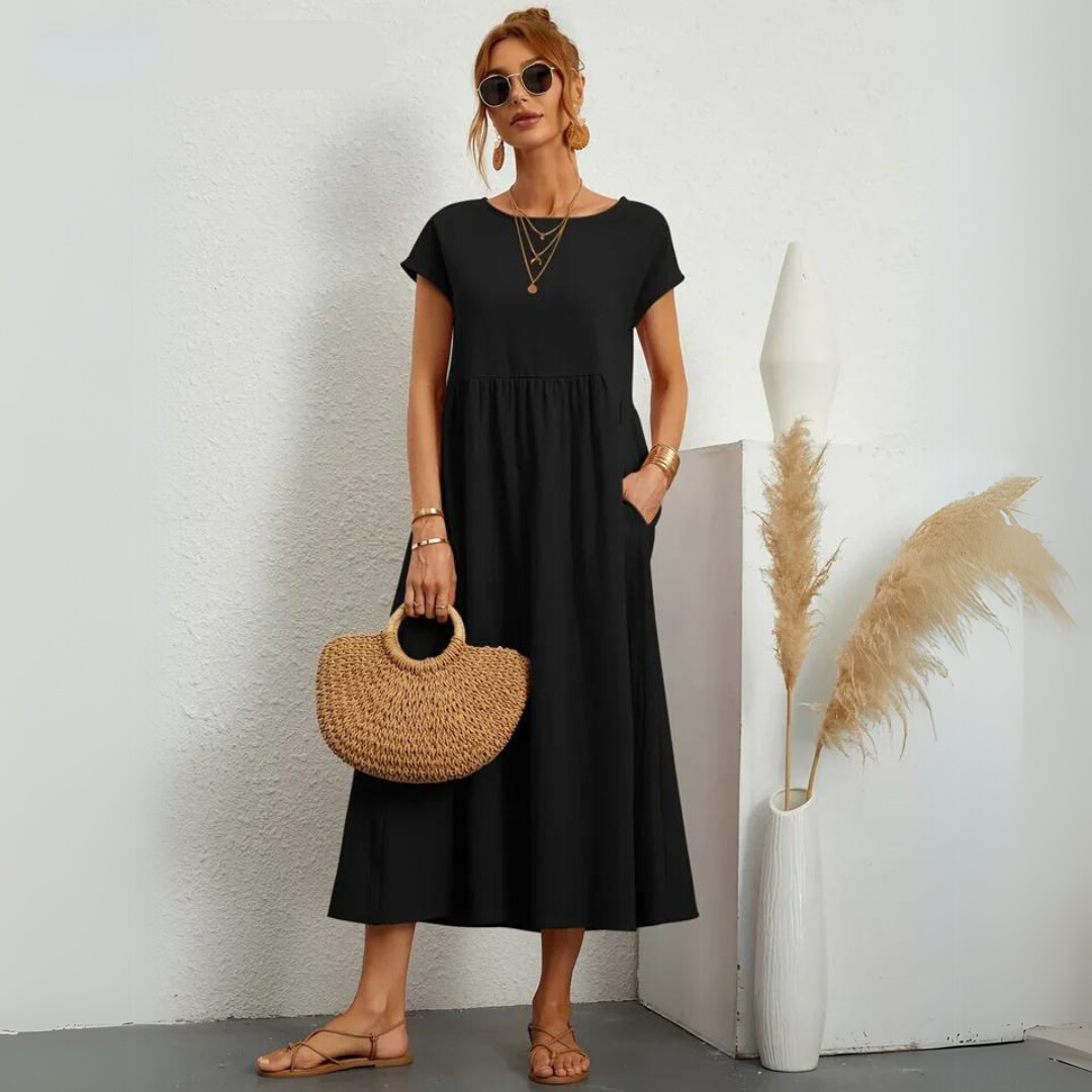 Isla - 100% Puur Katoenen Casual Midi-Jurk