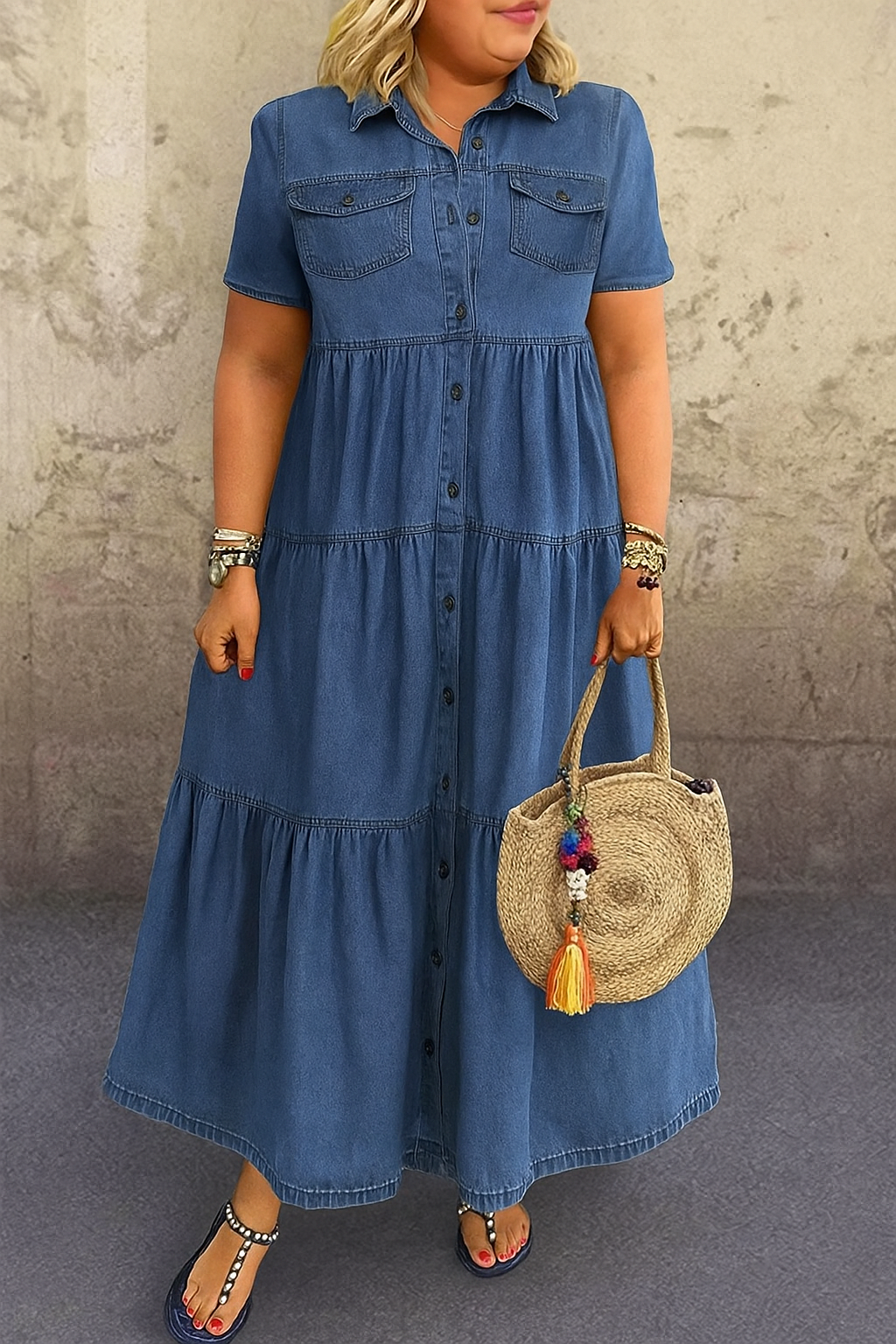 Vibeke - Zachte Katoenen Denim Jurk