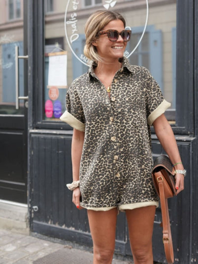 Nikki - Casual Luipaard Jumpsuit