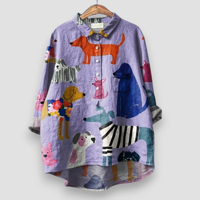 Sontje - Blouse voor vrouwen met hondenprint