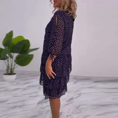 Ella - Elegante Midi Jurk met Stippen
