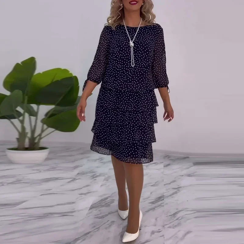 Ella - Elegante Midi Jurk met Stippen