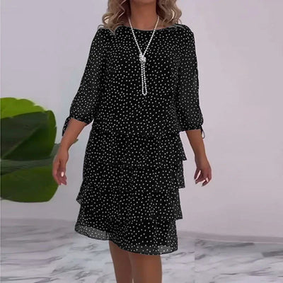 Ella - Elegante Midi Jurk met Stippen