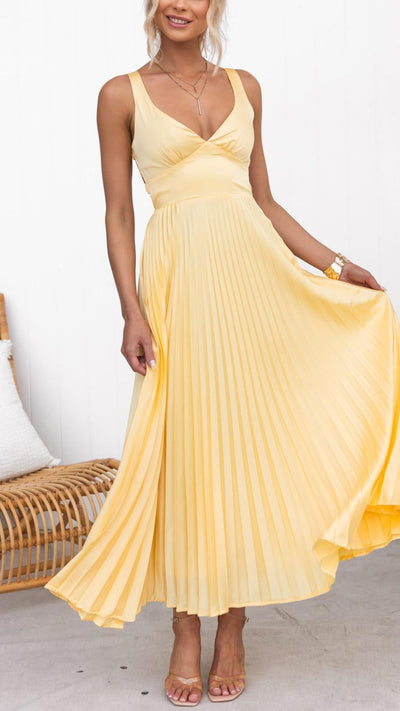 Aby - Elegante Maxi Plissé Jurk