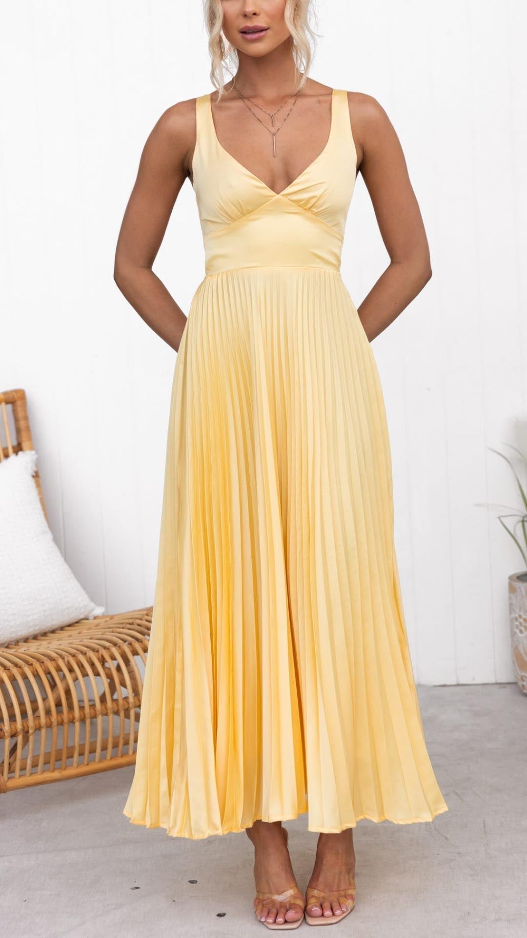 Aby - Elegante Maxi Plissé Jurk