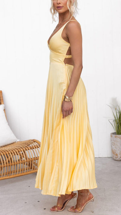Aby - Elegante Maxi Plissé Jurk