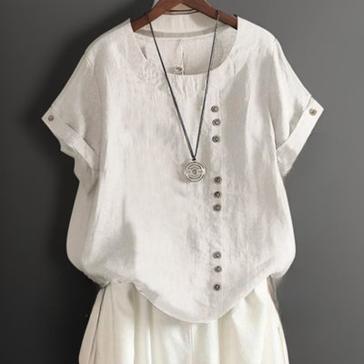 Isla - Chic T-Shirt met Knopen