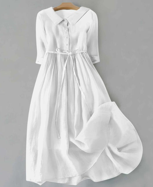 Lux - Elegante Korte Mouwen Jurk met Taille Lussen