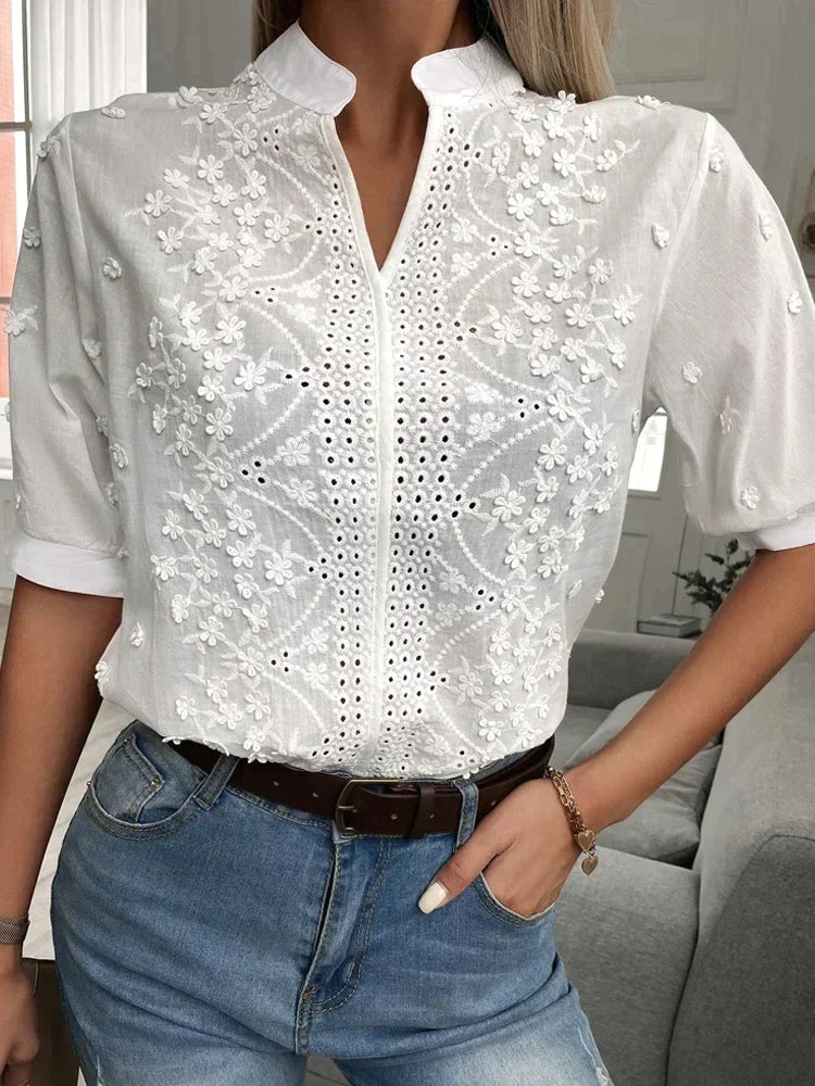 Laurine - Elegante Geborduurde Casual Top