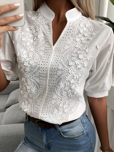 Laurine - Elegante Geborduurde Casual Top