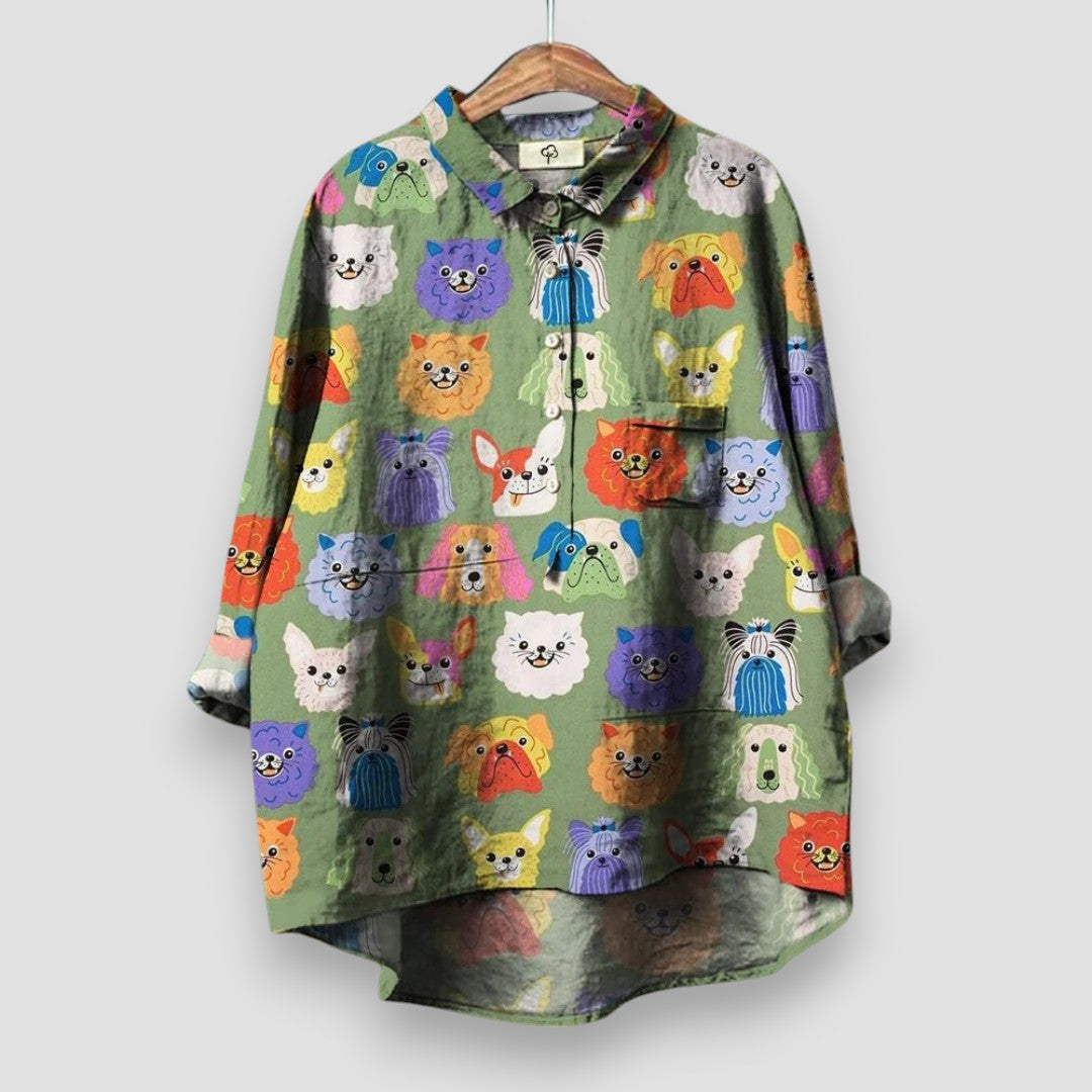 Sontje - Blouse voor vrouwen met hondenprint