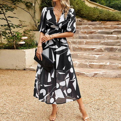 Shara - Midi Jurk Chic Geometrisch