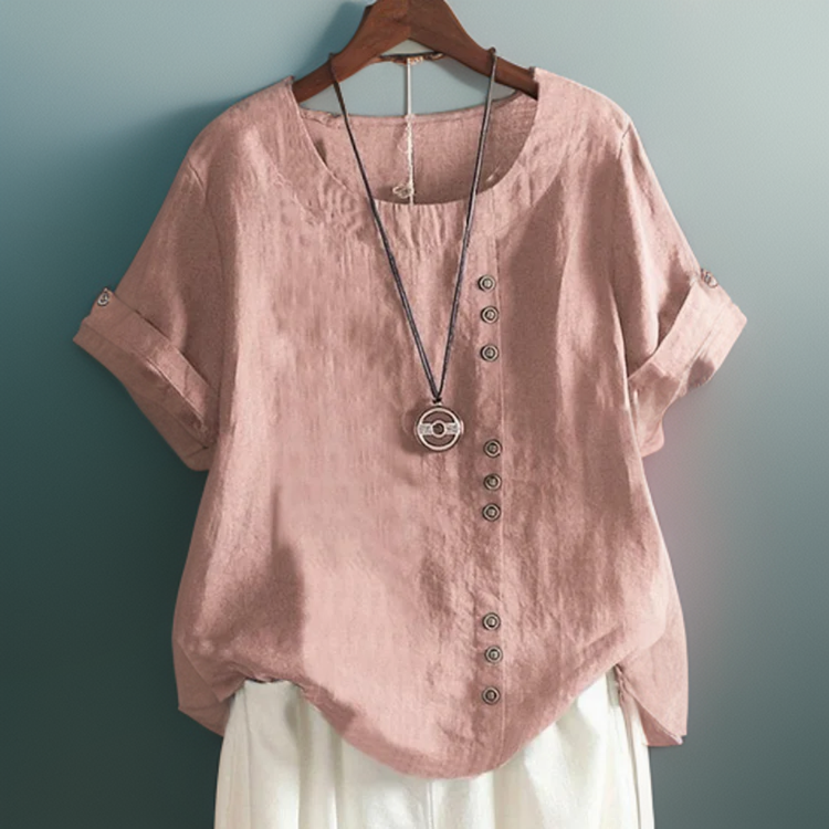 Isla - Chic T-Shirt met Knopen