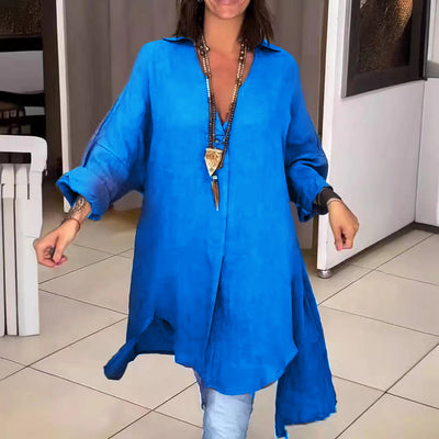 Melis - Zomerblouse van Katoen en Linnen met V-hals