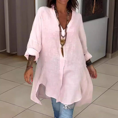 Melis - Zomerblouse van Katoen en Linnen met V-hals
