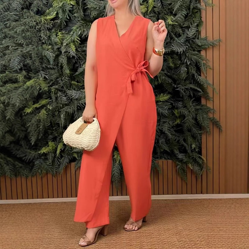 Mirabelle - Dames Casual Jumpsuit met V-hals en Ceintuur